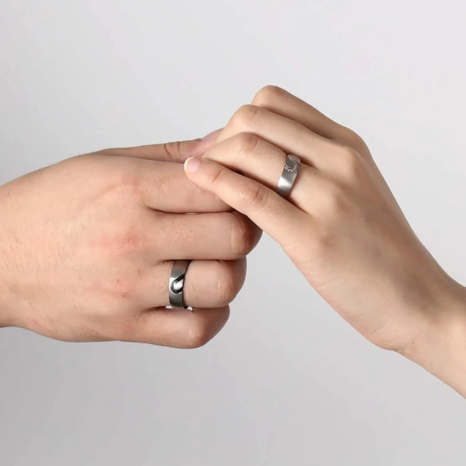 Personalized Matching Rings for Couples Personalized Couples Rings Set for Him and Her Half Heart Rings Custom Free Engraving Engagement Rings Jewelry Gifts for Couples Women Men (Couple Set)