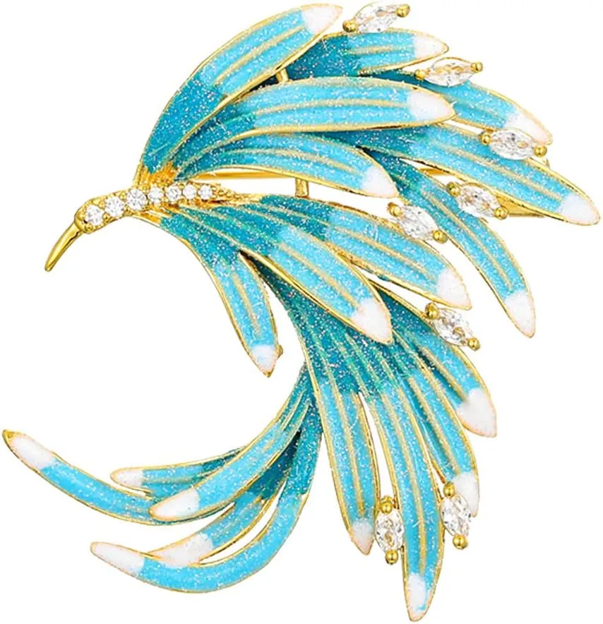 Phoenix Fashion Brooches, Gradient Phoenix Tail Brooch Pins, Phoenix Feather Tail Brooch Elegant Clothing Accessories Scarf | Hat Pins