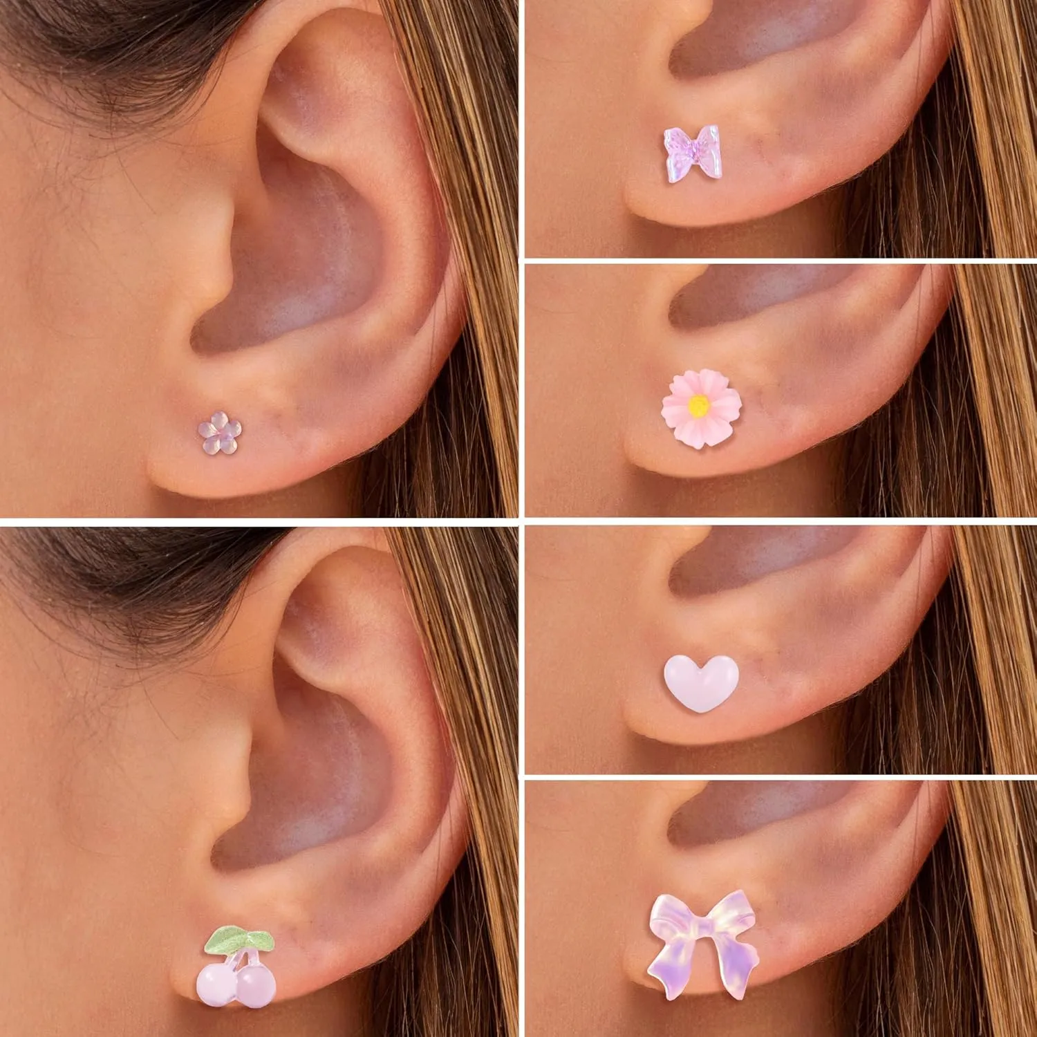Plastic Earrings for Sensitive Ears - Girls & Women's Flower Stud Post Earrings