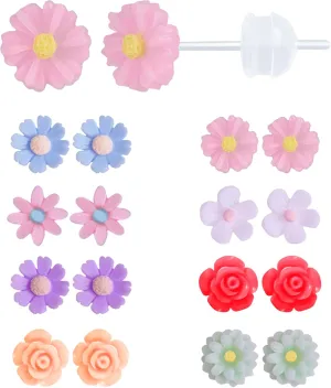 Plastic Post Earrings for Sensitive Ears White Plastic Stud Earrings with Plastic Posts Hypoallergenic Plastic Earrings for Women