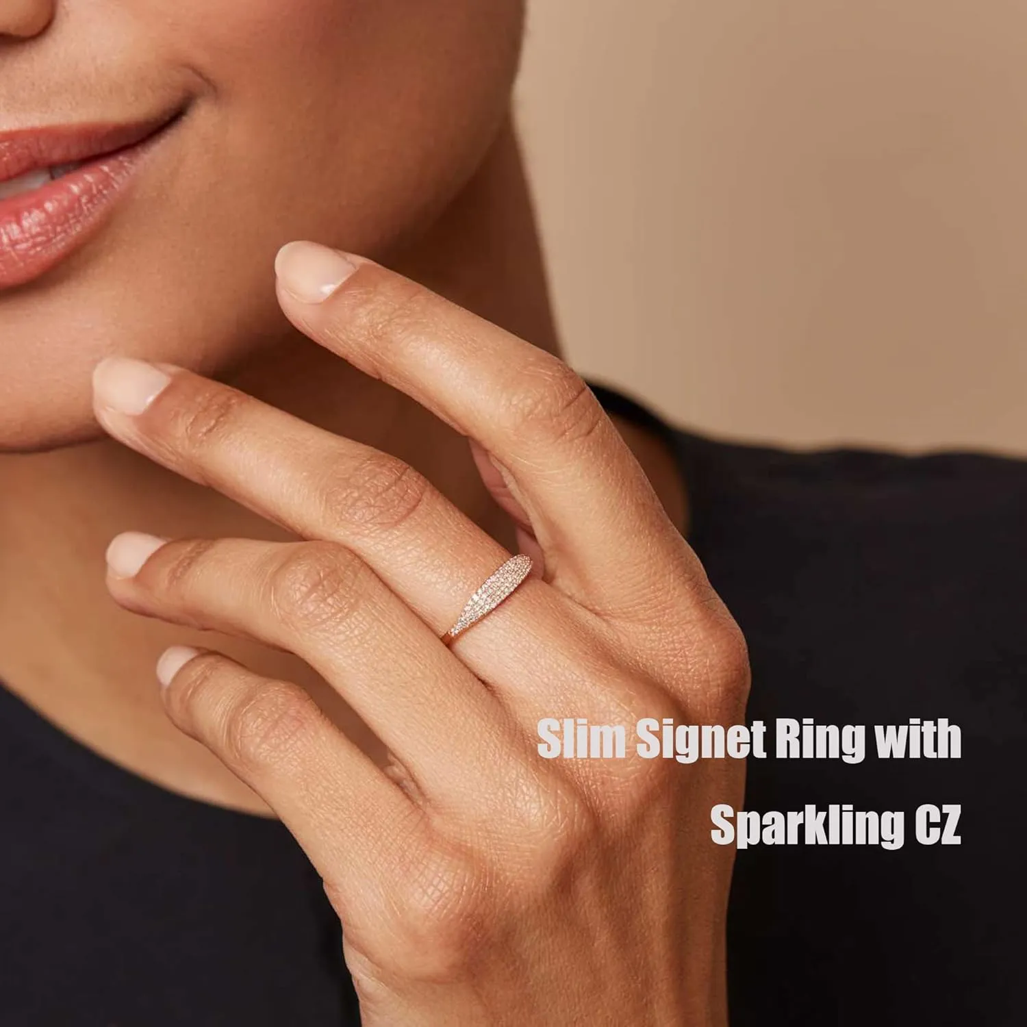 PLOMFOV 14K Silver Plate Stacking Rings Set for Women V Opal Flower CZ Rings Simple Thumb Thin Stackable Rings Silver Statement Rings Plain Band Size 4-11