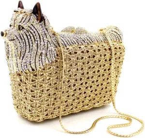 Puppy Evening Bag Luxury Diamond Crystal Clutch Bling Dazzling Purse Party Date Handbag Special Wallet