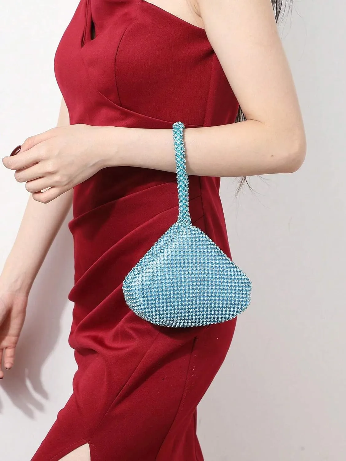 Pure Handcrafted Rhinestone Clutch Handbag, Evening Purse for Women, Multi-colors