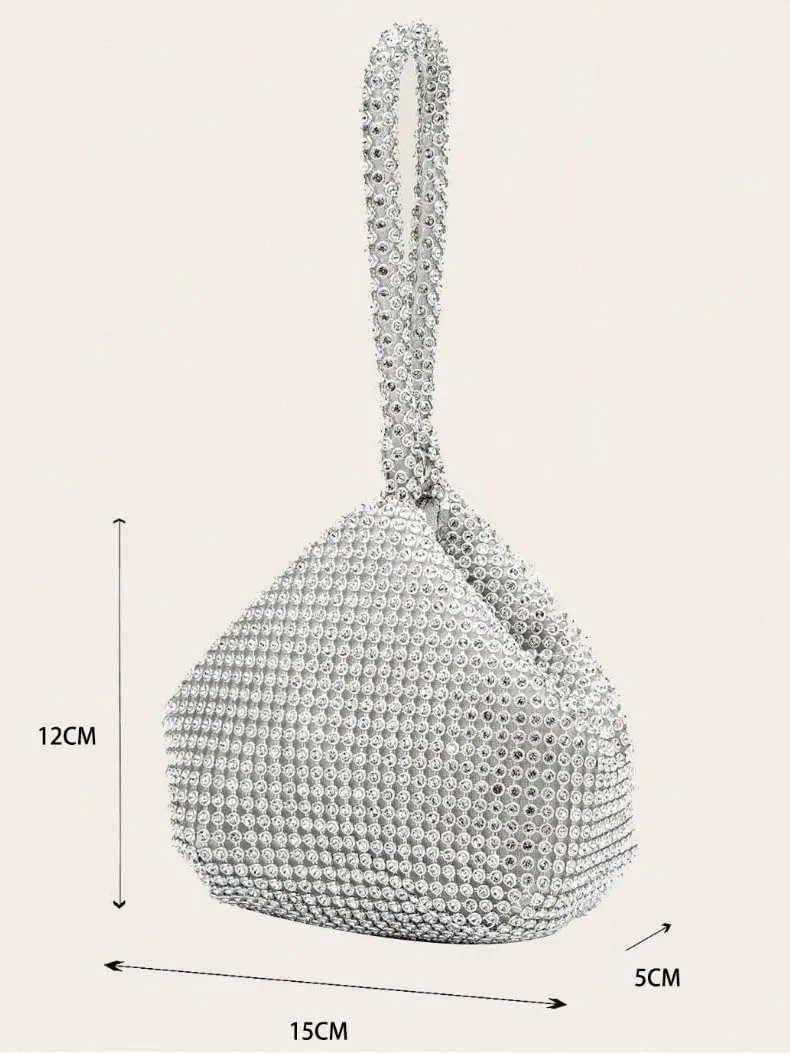 Pure Handcrafted Rhinestone Clutch Handbag, Evening Purse for Women, Multi-colors