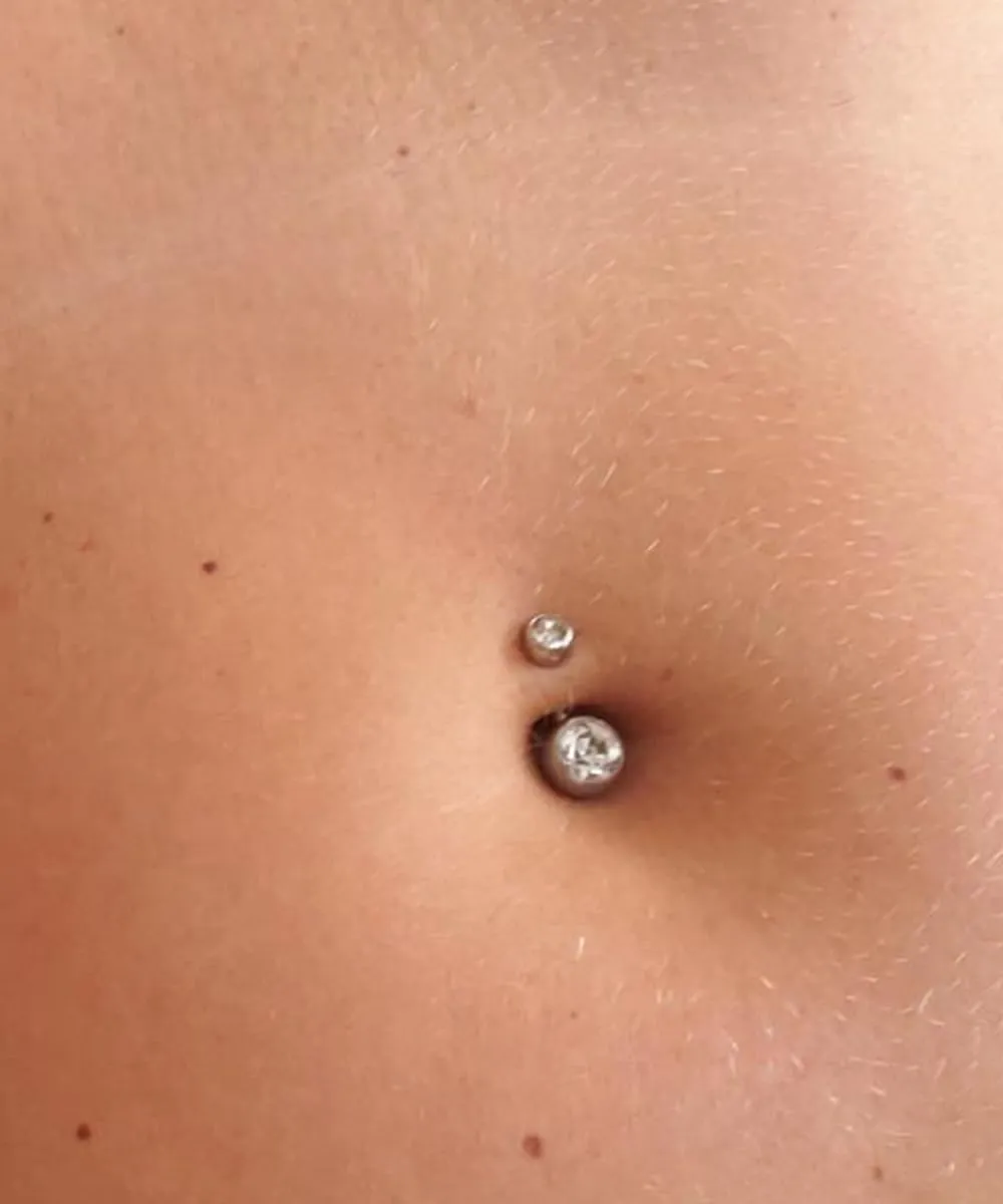 QWALIT Belly Rings - Short Bar Belly Button Rings in Surgical Steel with Opal Stones - 6mm & 10mm