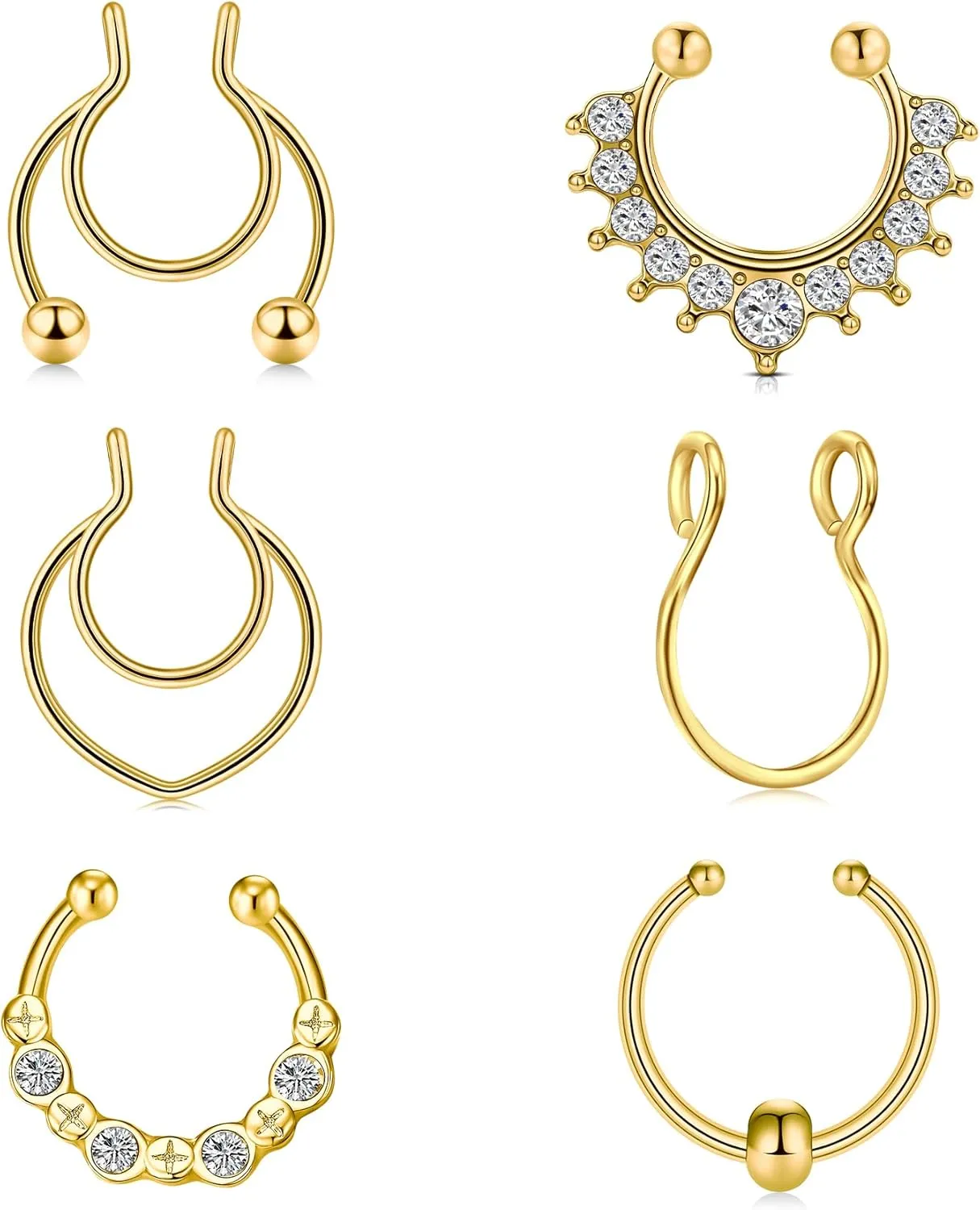 QWALIT Fake Septum Ring Fake Septum Piercing Faux Septum Nose Rings Fake Nose Ring Septum Fake Septum Nose Ring Clip On Septum Nose Ring Faux Septum Piercing Fake Septum Hoop Fake Septum Jewelry