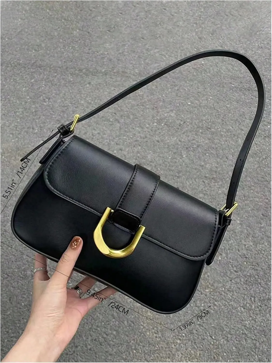 QWINEE Small Shoulder Bags for Women Metal Decor Flap Magnet Handbag Faux Leather Clutch Purse