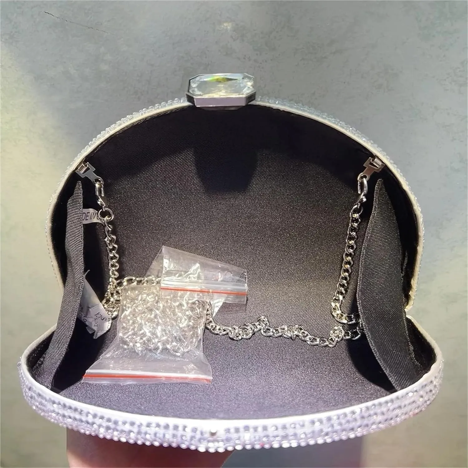 Rainbow Color Crystal Evening Clutch Bags Wedding Party Chain Bag Women Half Moon For Party Prom Cocktail Wedding