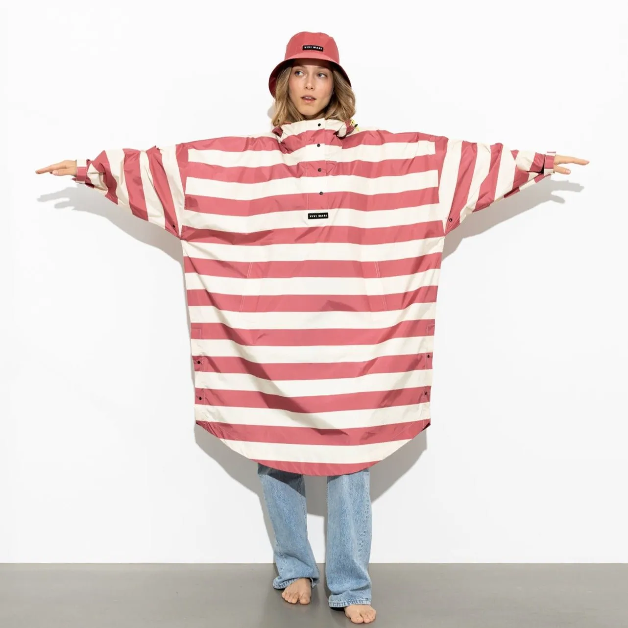 Raincoat bold stripes - blush/sand