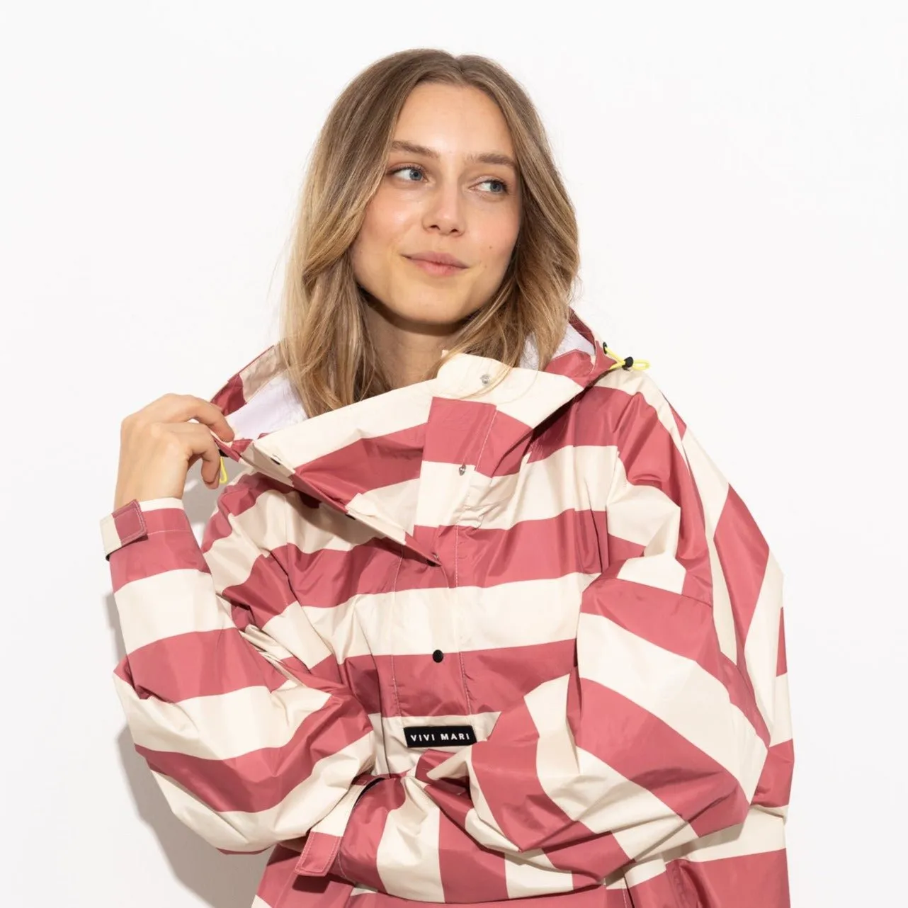 Raincoat bold stripes - blush/sand