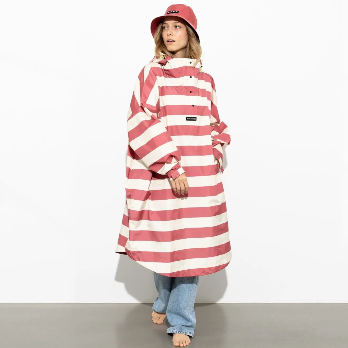 Raincoat bold stripes - blush/sand