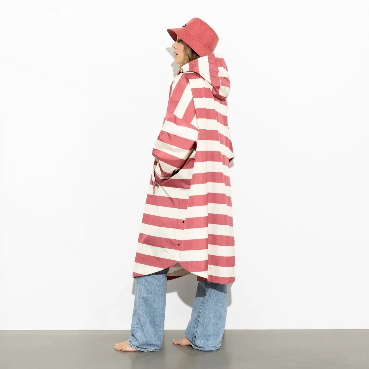 Raincoat bold stripes - blush/sand