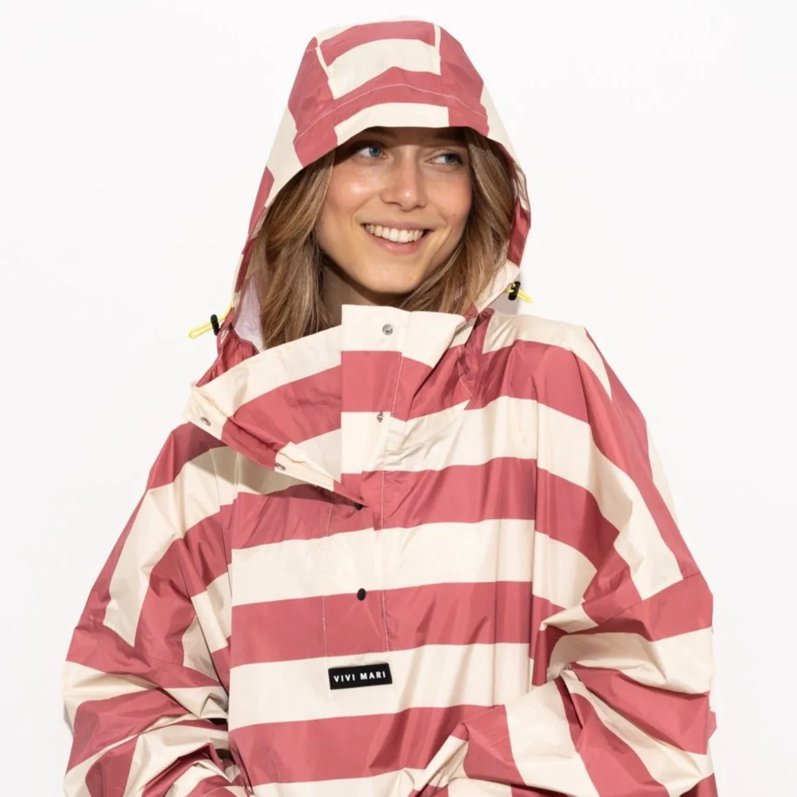 Raincoat bold stripes - blush/sand