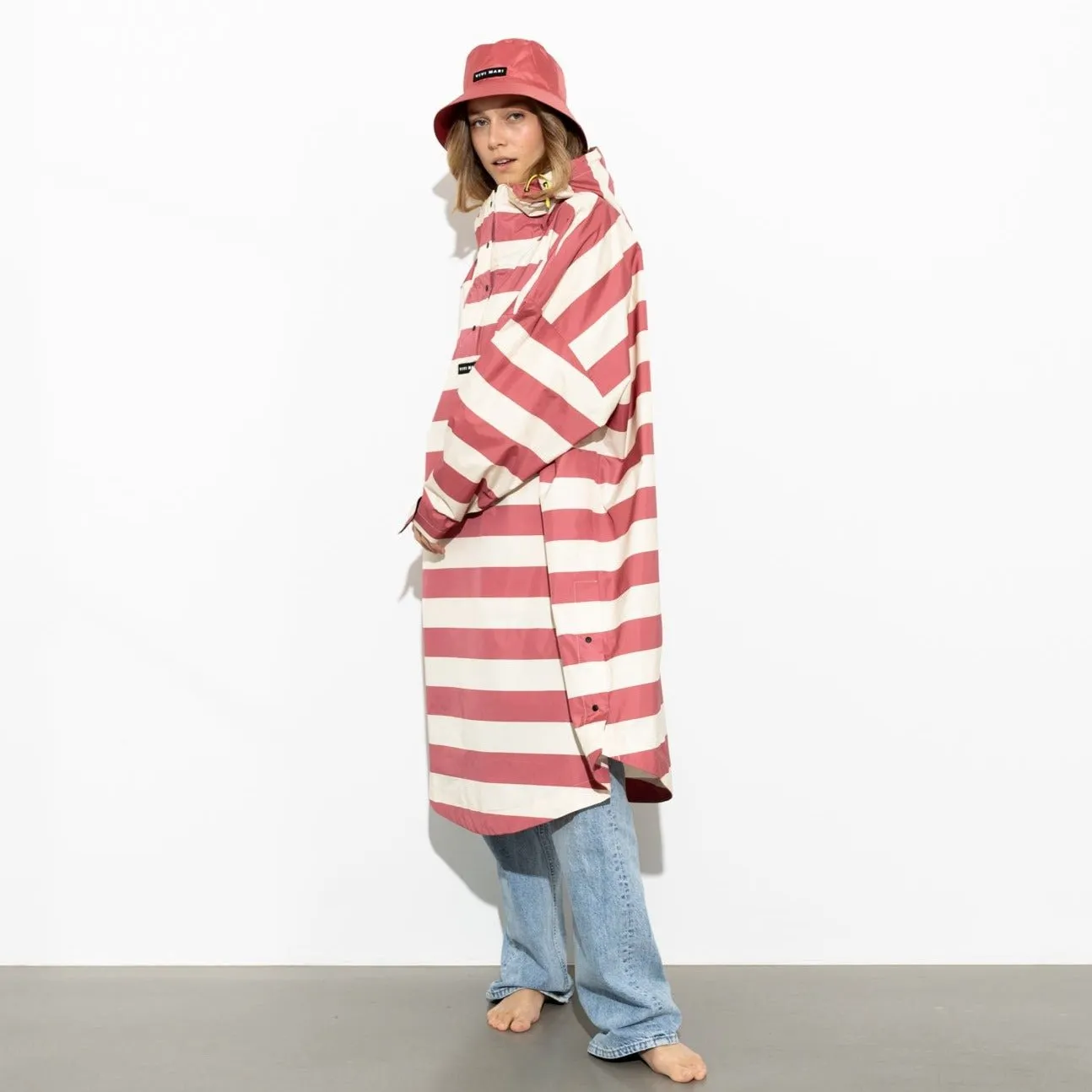 Raincoat bold stripes - blush/sand