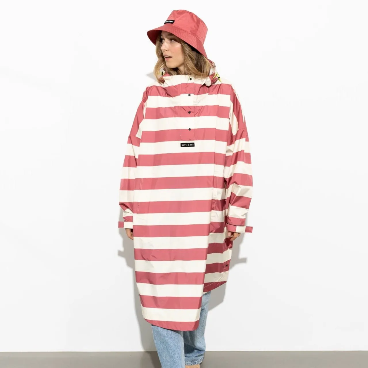 Raincoat bold stripes - blush/sand