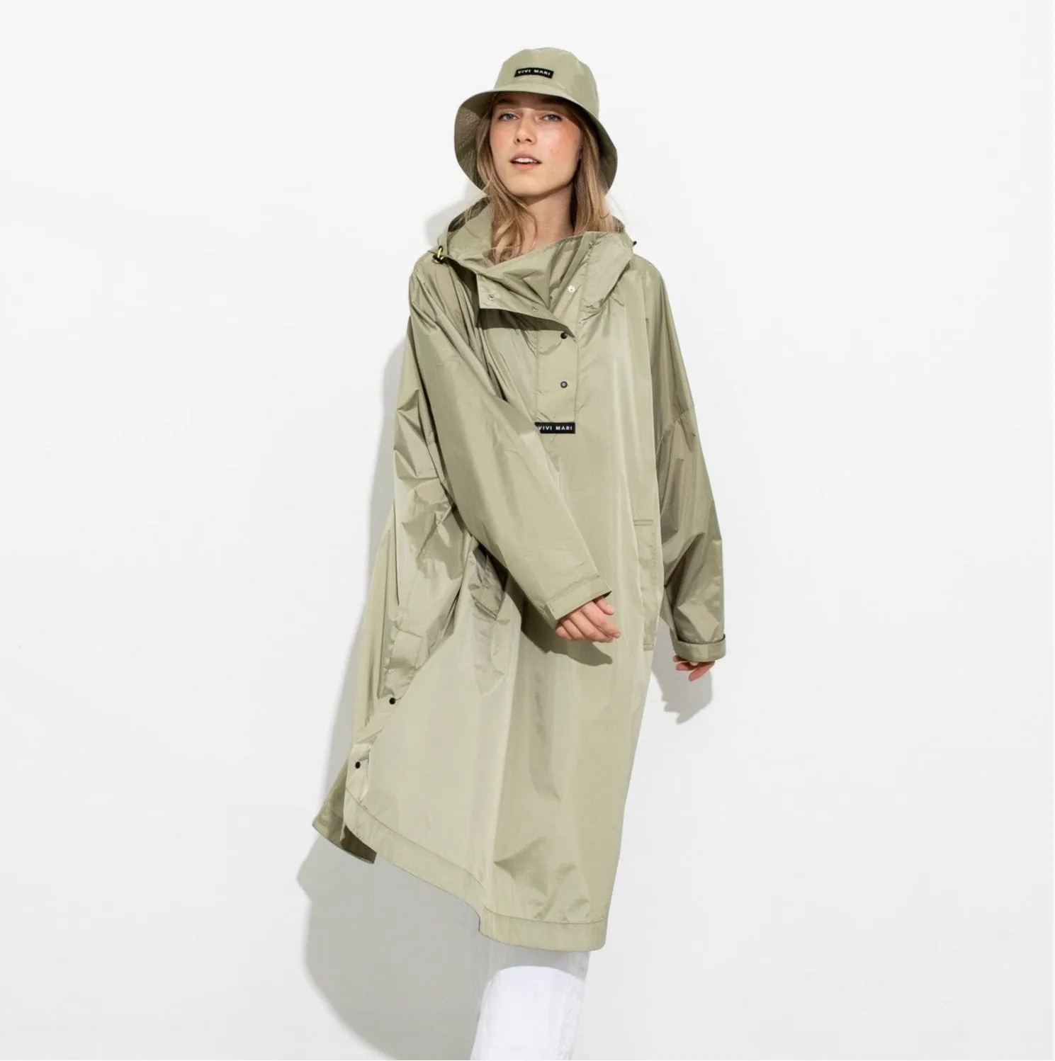 Raincoat solid pale olive