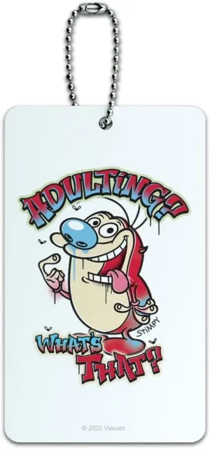 Ren and Stimpy Adulting What's That? Luggage Card Suitcase Carry-On ID Tag