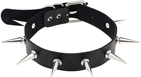 RFTWXHPN Black Spiked Leather Choker Collar Necklace for Women Gothic Punk PU Chokers Necklaces Halloween Costumes Cosplay Accessories for Women Spike Chokers Collars Necklace