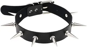 RFTWXHPN Black Spiked Leather Choker Collar Necklace for Women Gothic Punk PU Chokers Necklaces Halloween Costumes Cosplay Accessories for Women Spike Chokers Collars Necklace