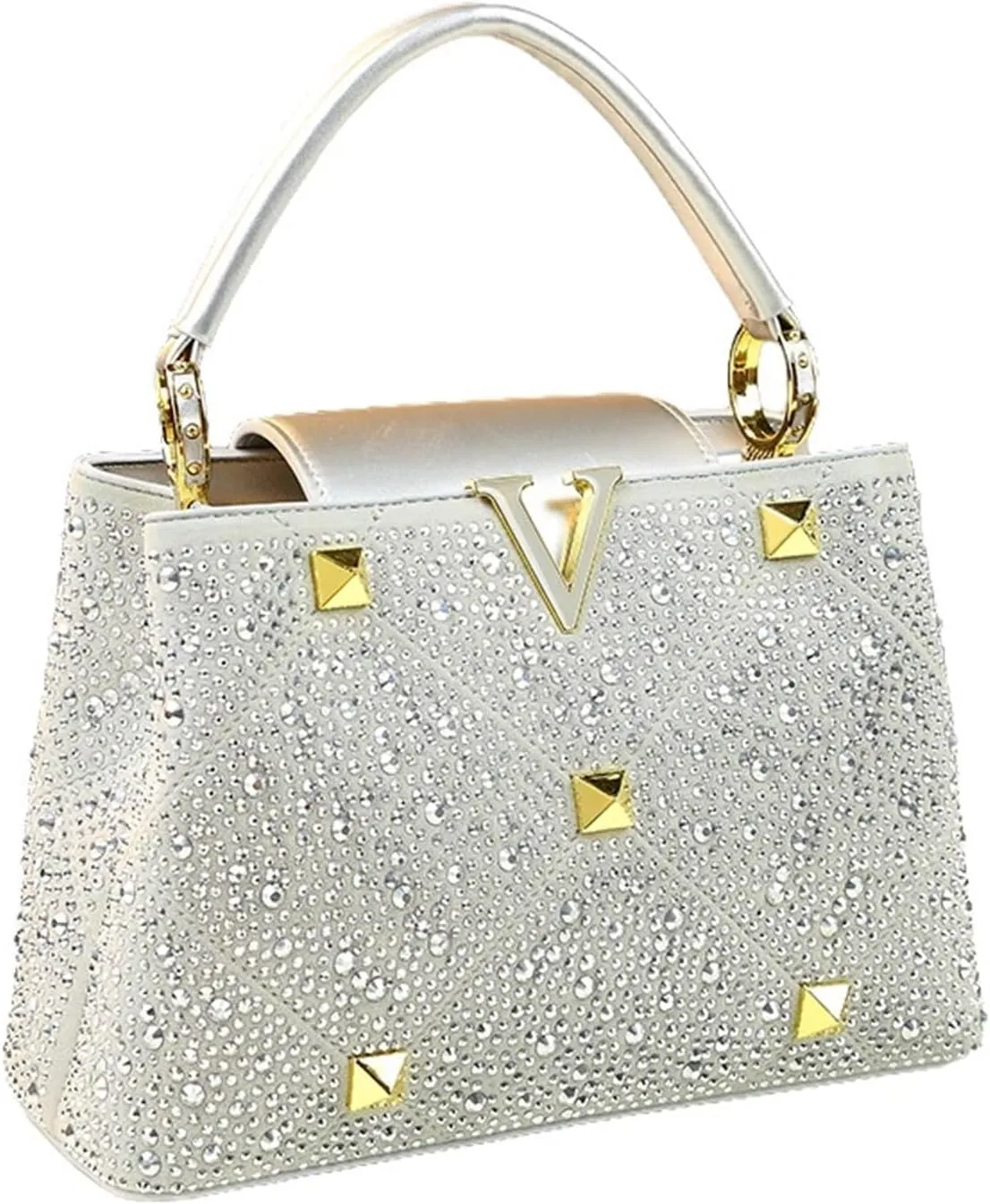 Rhinestone Bags Diamonds Women's Handbags Ladies Leather Rivets Shoulder Crossbody Bag Portable Shell Bags