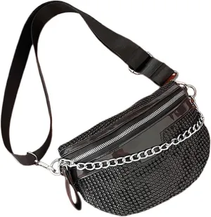 Rhinestone Bags Women Crossbody Bag Diamond Female Shoulder Bag Shiny Rhinestone Chest Bag For Ladies Waist Pack And Purses Small Wallet
