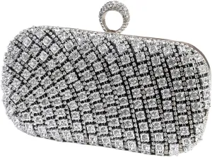 Rhinestone Covering Surface Exquisite Ladies Party Clutch Bag Silver Color Circular Ring Evening Bags For Wedding Party Prom