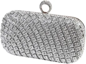 Rhinestone Covering Surface Exquisite Ladies Party Clutch Bag Silver Color Circular Ring Evening Bags For Wedding Party Prom