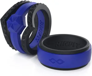 Rinfit Matching Silicone Rings for Couples - Silicone Wedding Bands Sets for Him and Her - His and Hers Ring Sets Black/Red - Patented Design