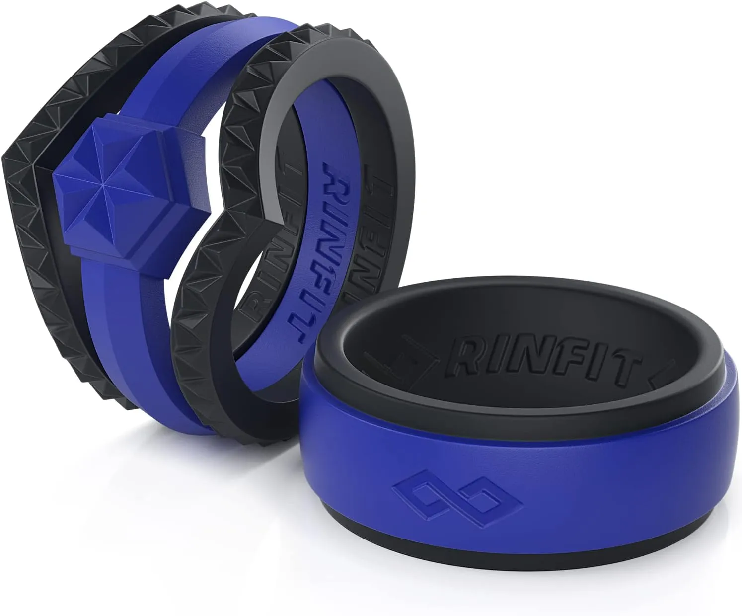 Rinfit Matching Silicone Rings for Couples - Silicone Wedding Bands Sets for Him and Her - His and Hers Ring Sets Black/Red - Patented Design