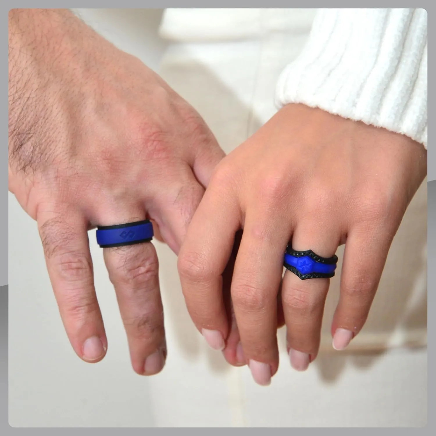Rinfit Matching Silicone Rings for Couples - Silicone Wedding Bands Sets for Him and Her - His and Hers Ring Sets Black/Red - Patented Design