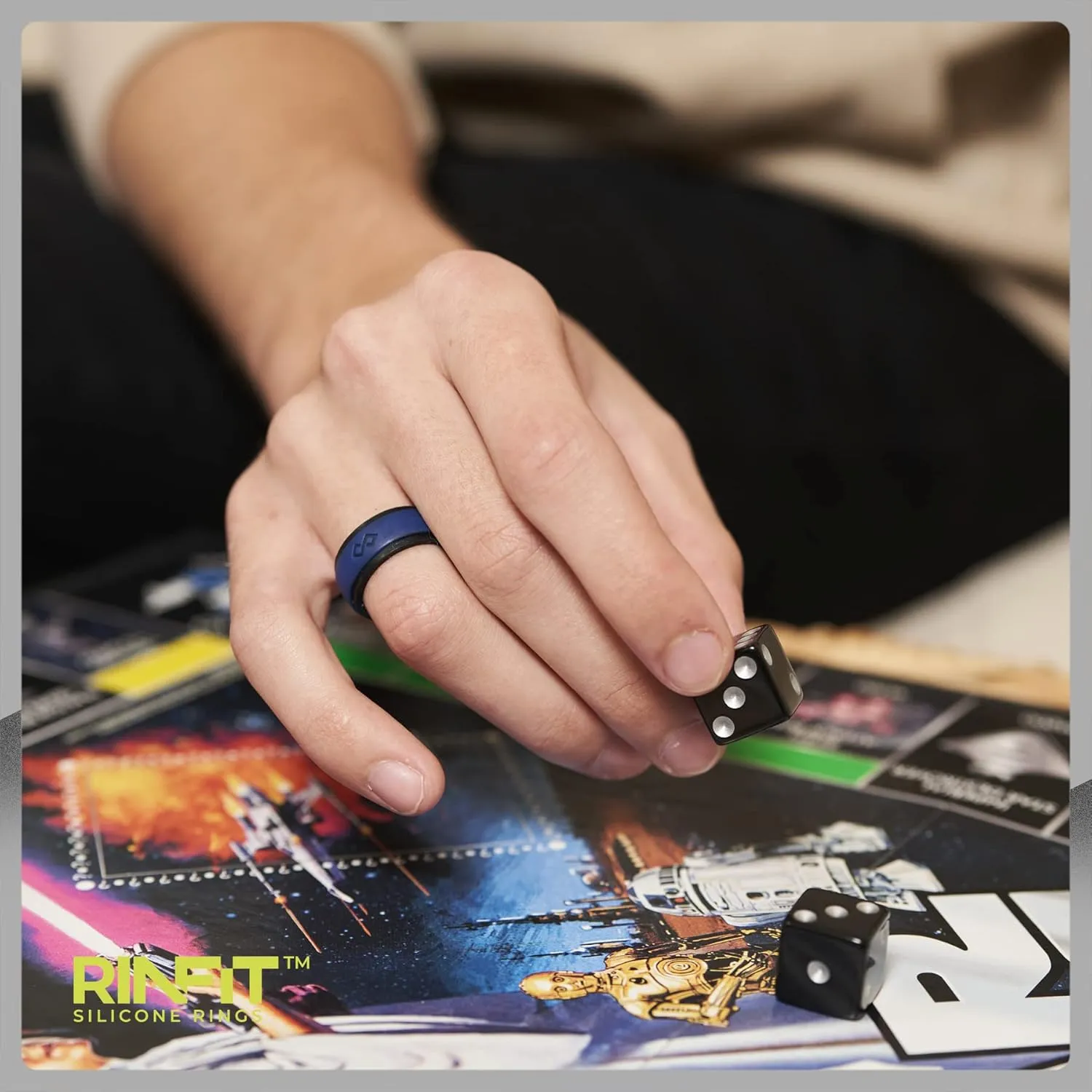 Rinfit Matching Silicone Rings for Couples - Silicone Wedding Bands Sets for Him and Her - His and Hers Ring Sets Black/Red - Patented Design