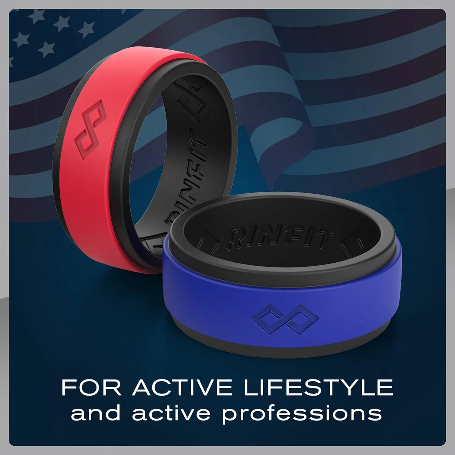 Rinfit Matching Silicone Rings for Couples - Silicone Wedding Bands Sets for Him and Her - His and Hers Ring Sets Black/Red - Patented Design