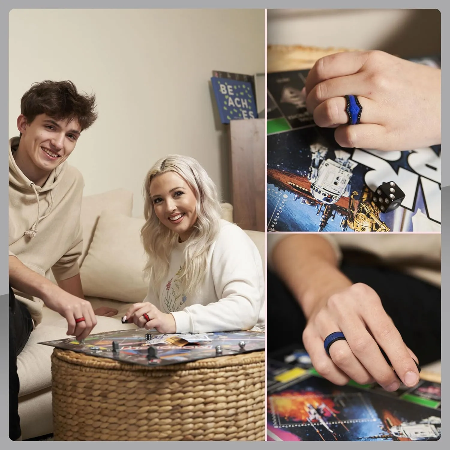 Rinfit Matching Silicone Rings for Couples - Silicone Wedding Bands Sets for Him and Her - His and Hers Ring Sets Black/Red - Patented Design