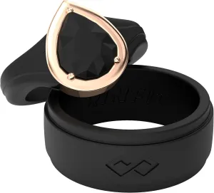 Rinfit Matching Silicone Rings for Couples - Wedding Bands for Him and Her - Emerald/Oversized Pear/Metal Pear & Infinity Patented Design