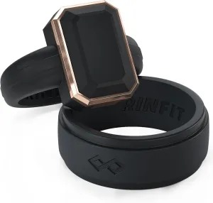 Rinfit Matching Silicone Rings for Couples - Wedding Bands for Him and Her - Emerald/Oversized Pear/Metal Pear & Infinity Patented Design
