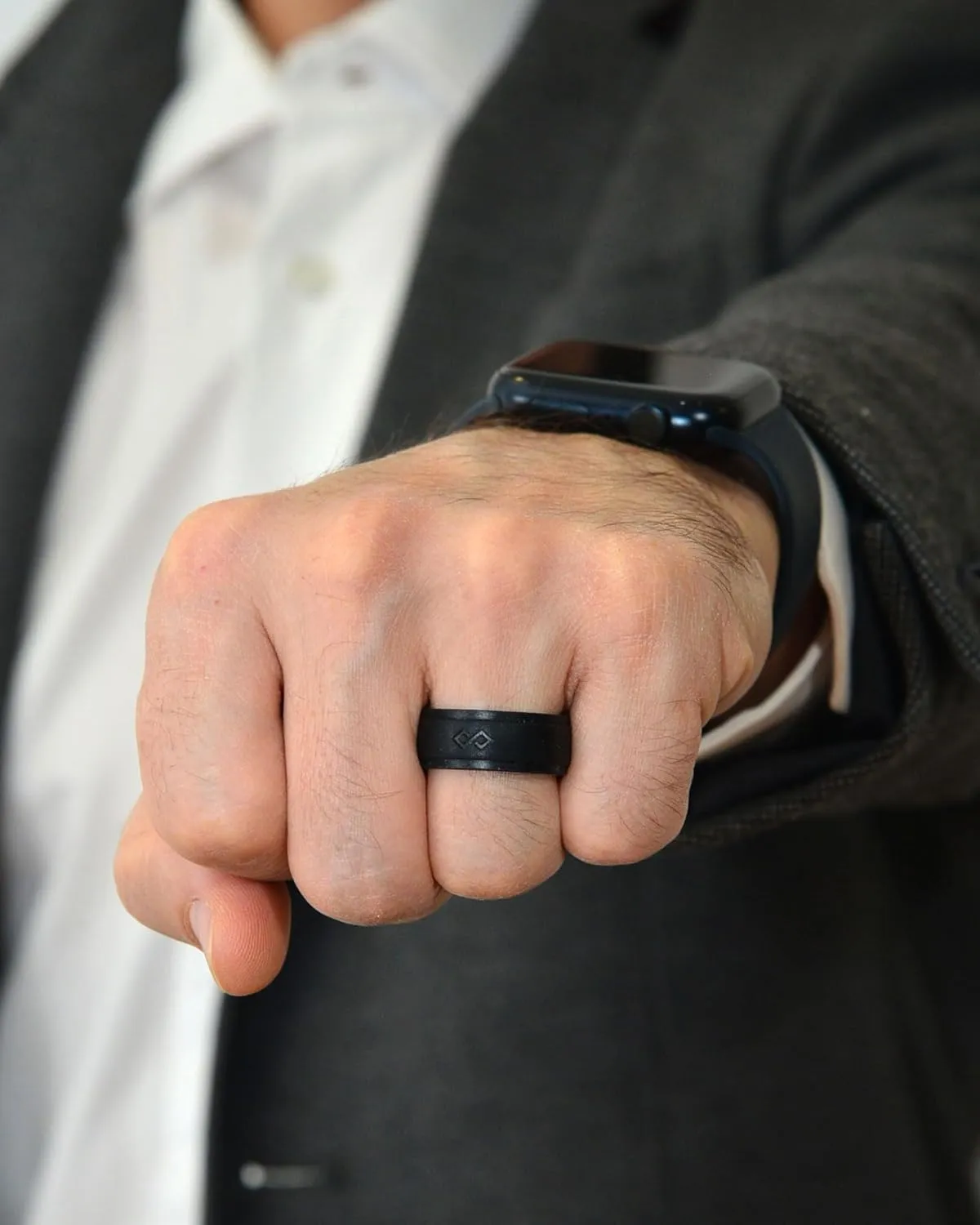 Rinfit Matching Silicone Rings for Couples - Wedding Bands for Him and Her - Emerald/Oversized Pear/Metal Pear & Infinity Patented Design