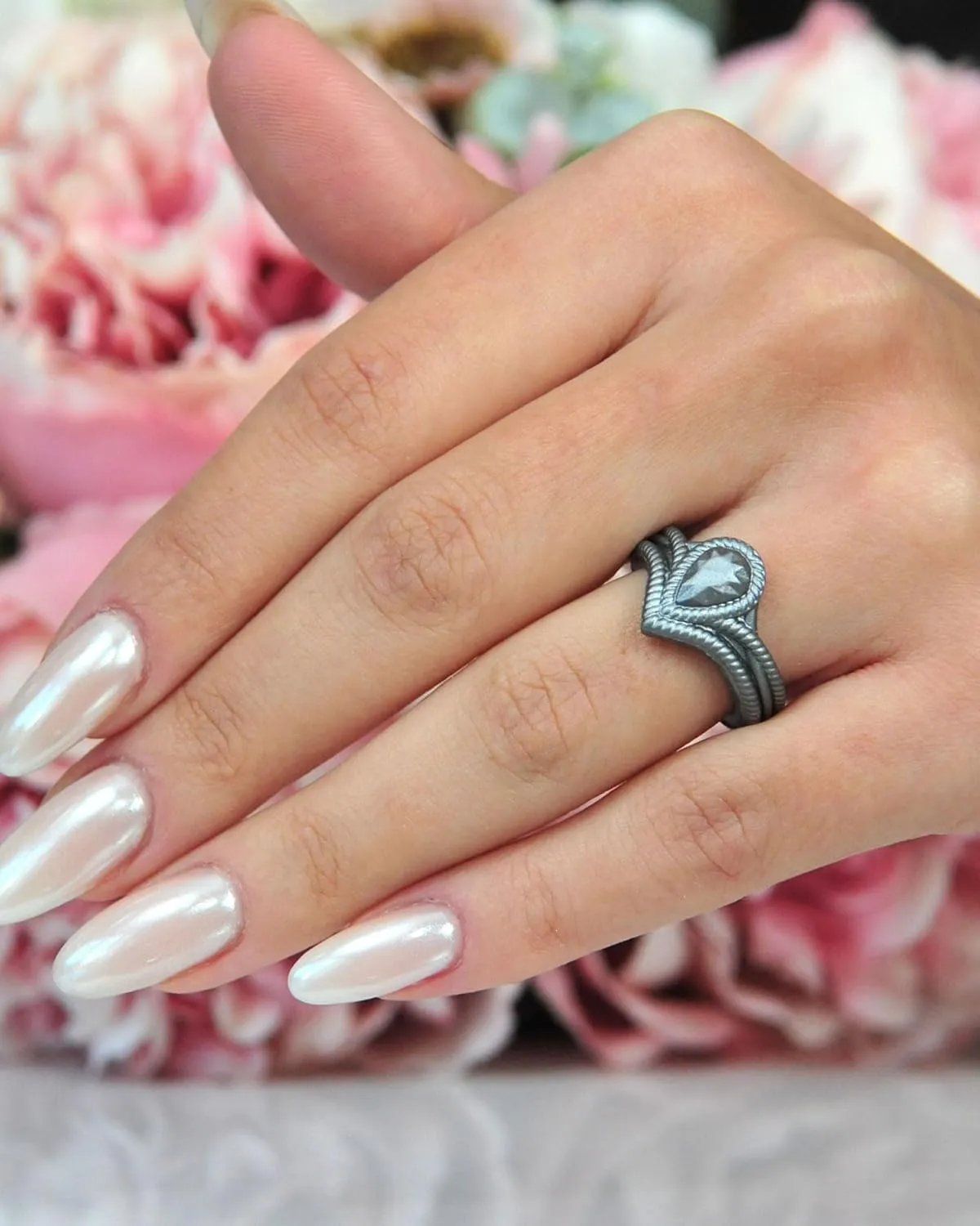 Rinfit Silicone Rings for Women - Pear Engagement Silicone Ring - Womens Rubber Wedding Bands - Patented Design