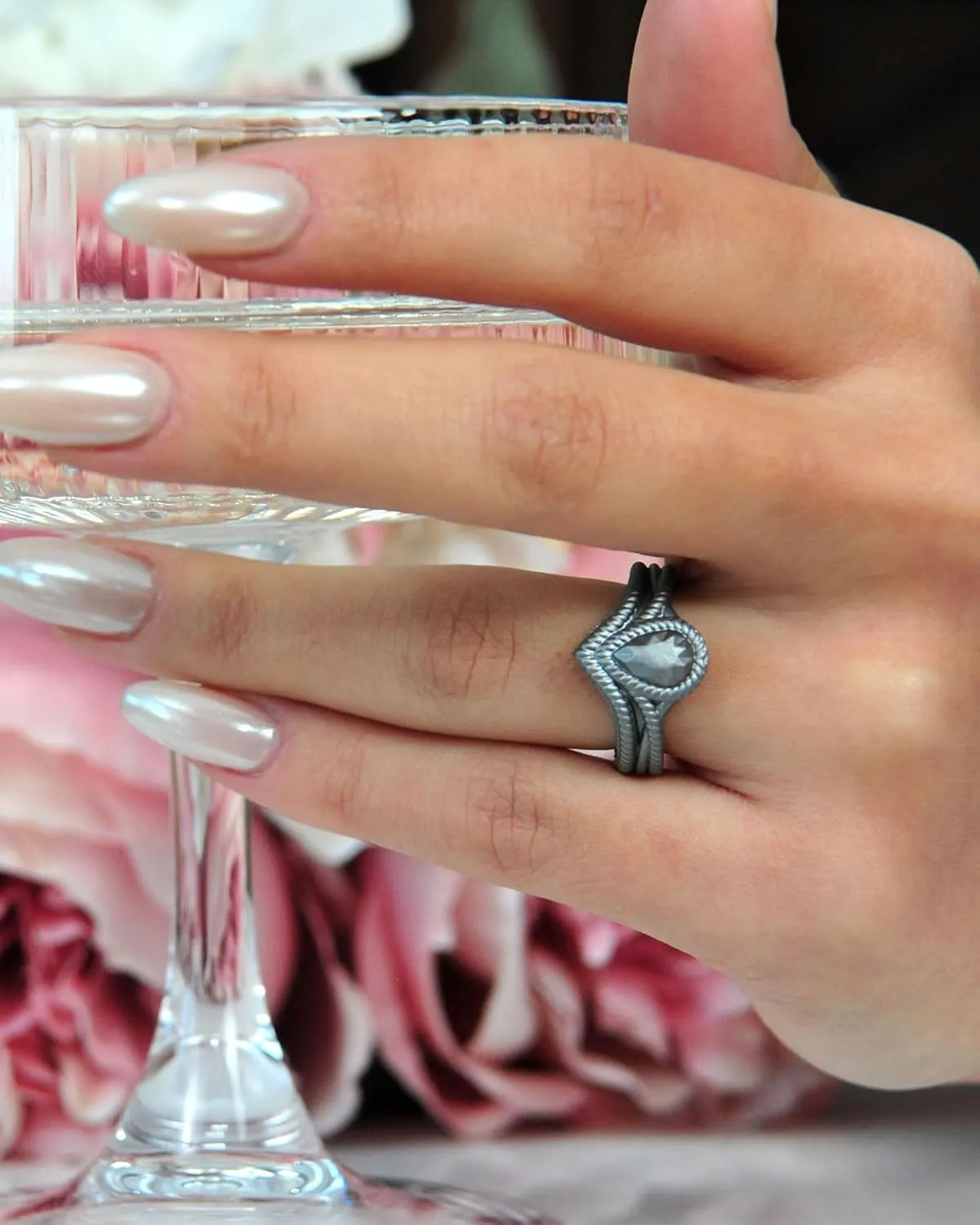 Rinfit Silicone Rings for Women - Pear Engagement Silicone Ring - Womens Rubber Wedding Bands - Patented Design