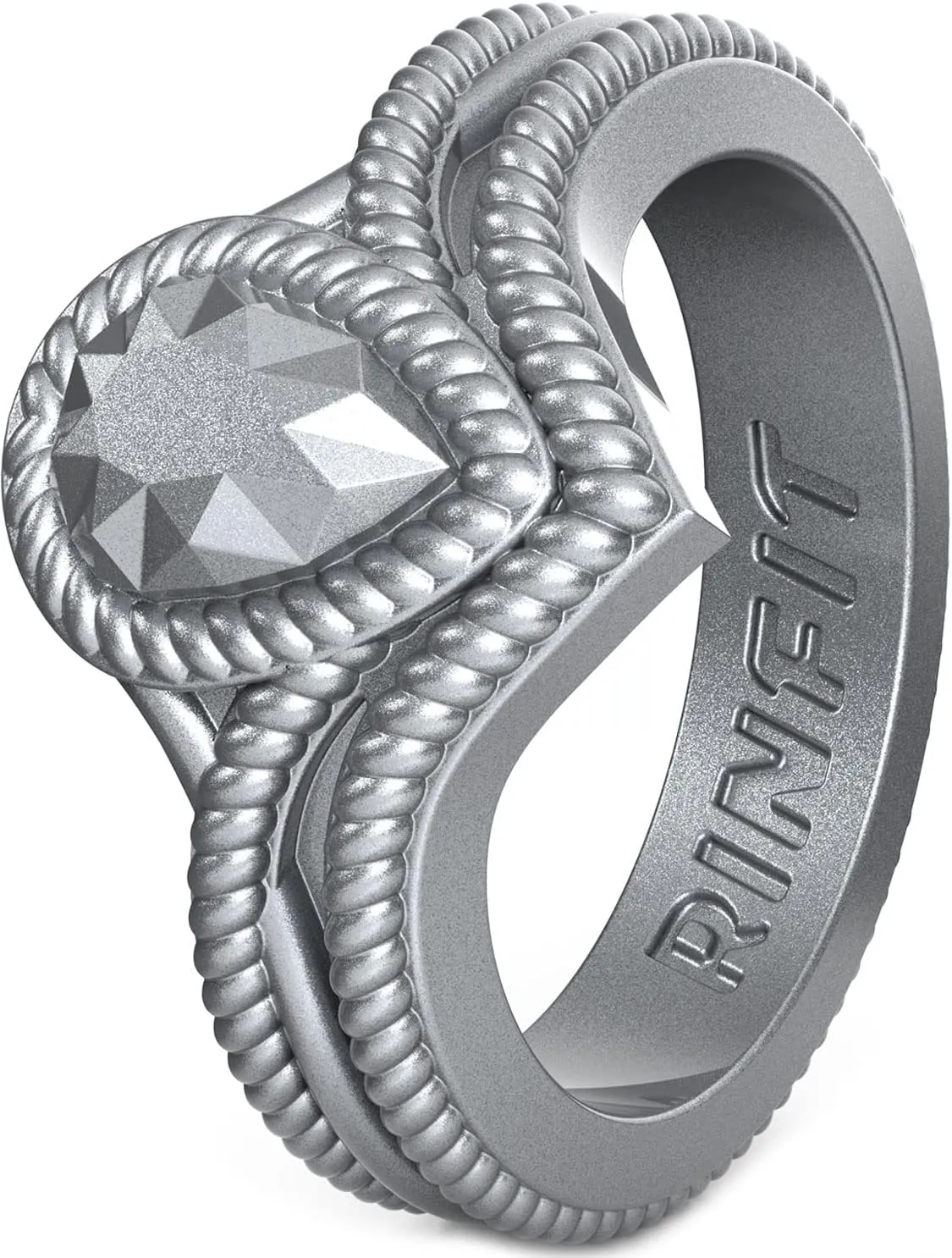 Rinfit Silicone Rings for Women - Pear Engagement Silicone Ring - Womens Rubber Wedding Bands - Patented Design