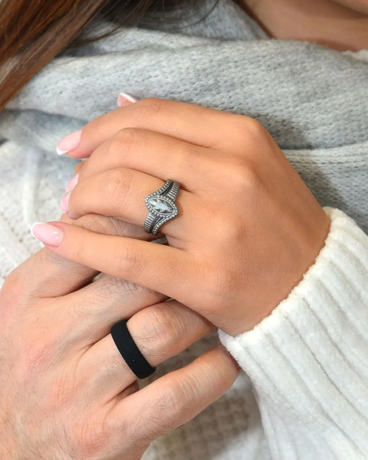 Rinfit Silicone Rings for Women - Promise Ring for Her - Rubber Wedding Bands Women - Marquise & Pear - Patented Design