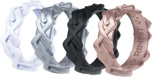 Rinfit Women Silicone Wedding Band 6mm Wide, 2.5mm Thick - Rubber Wedding Rings for Women - Promise Rings for Her - Space Collection