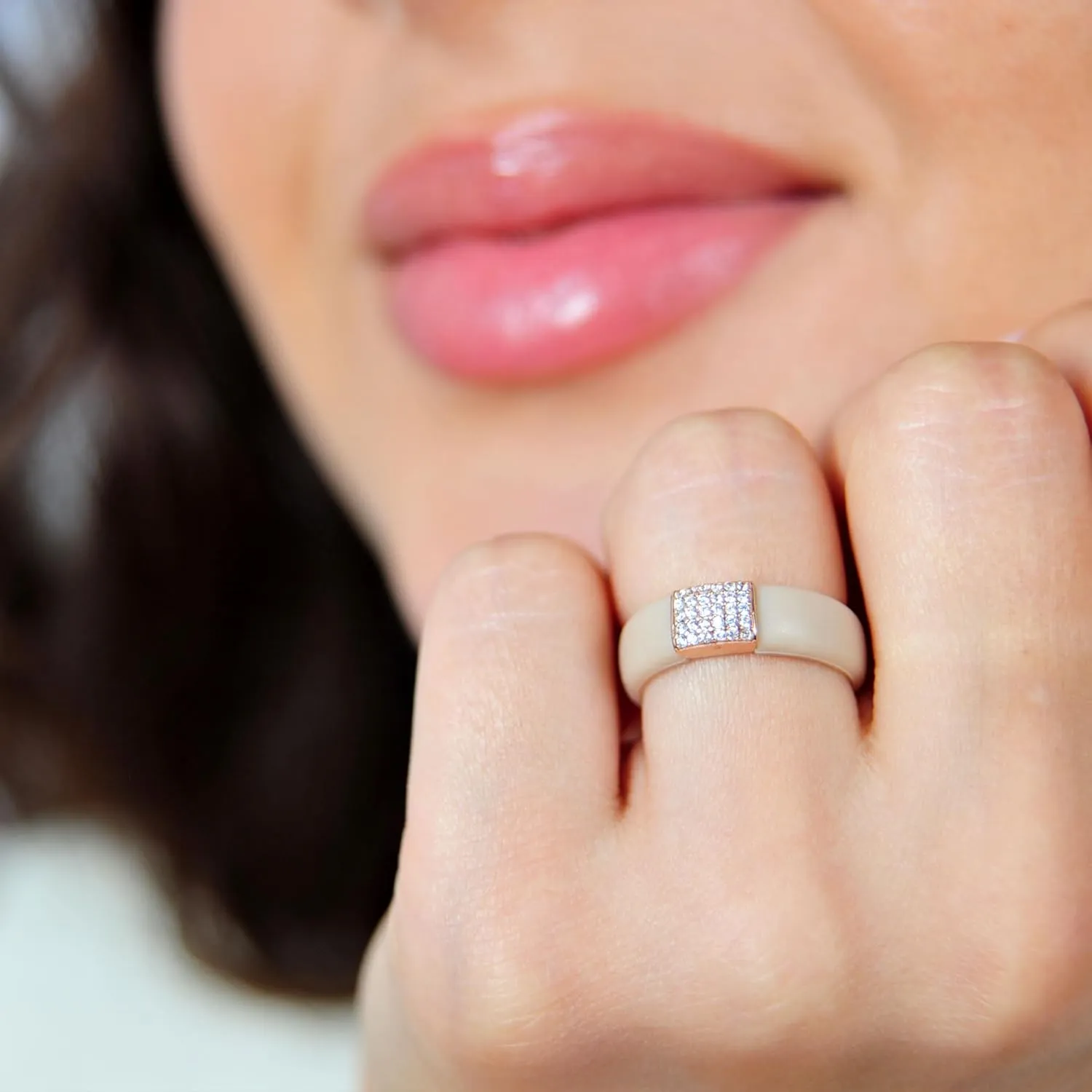 Rinfit Womens Silicone Wedding Ring - Engagement Ring for Women - Promise Rings for Her with Stainless Steel Metal & Cubic Zirconia Stones - Patented Design
