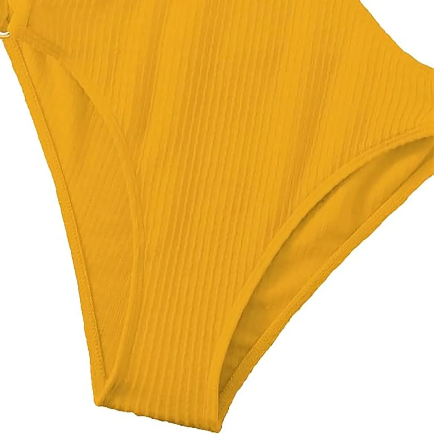 Ring Linked Cut-Out One Piece Swimsuit Scoop Neck Criss Cross Tie Back Bathing Suit Adjustable Strap Sexy Beachwear