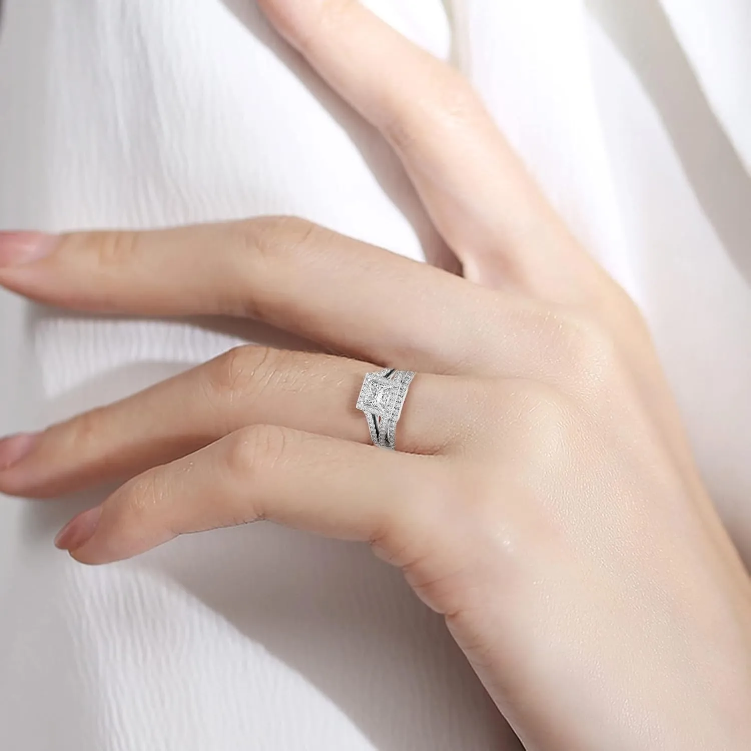 Rings for Womens Wedding Ring Bands Promise Rings 925 Sterling Silver Knuckle Rings Valentine's Day Gifts (a)