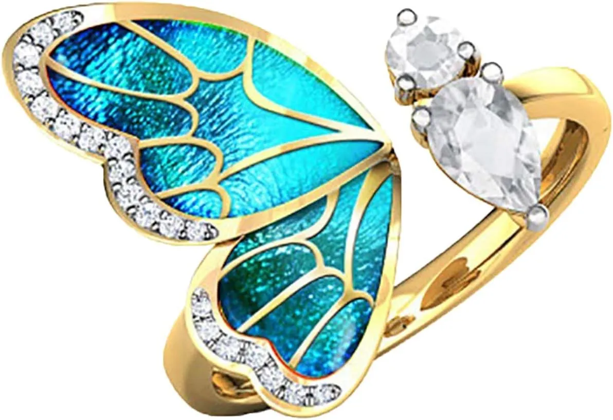Rings Sets for Women Butterfly Rings Gold Open Finger Rings Charms Adjustable Rings (Gold, One Size)