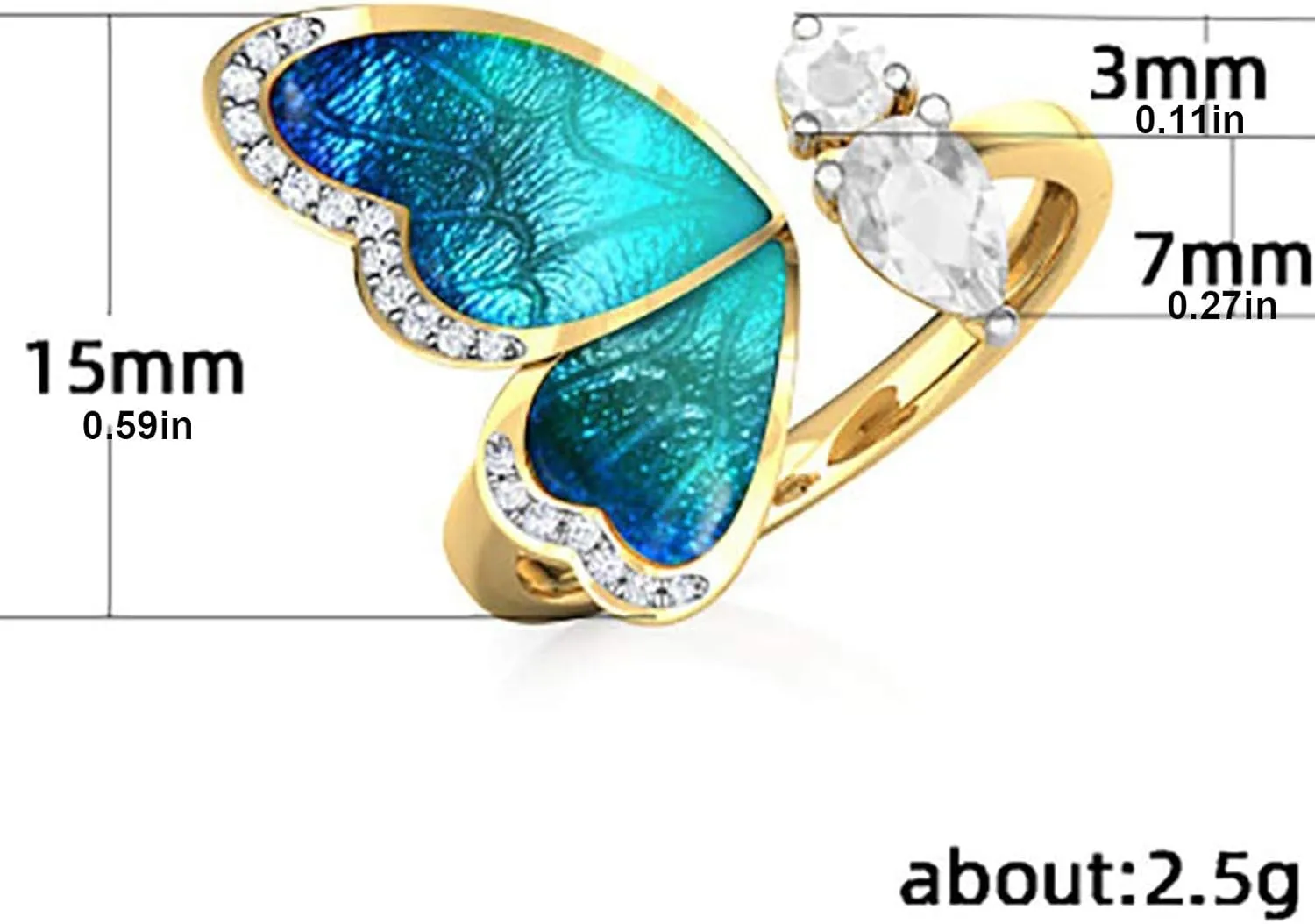 Rings Sets for Women Butterfly Rings Gold Open Finger Rings Charms Adjustable Rings (Gold, One Size)