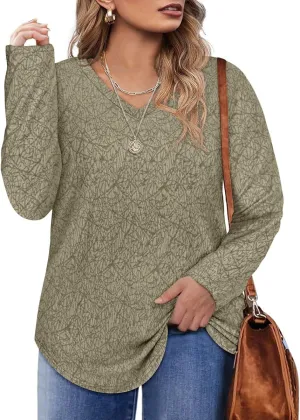 RITERA Women's Plus Size Textured Tops Long Sleeve Sweater Shirts Knit Tunic Oversized Casual Pullover Blouse XL-5XL