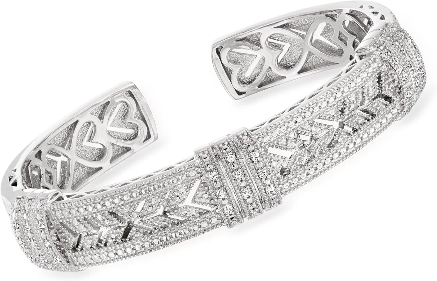 Ross-Simons 0.25 ct. t.w. Diamond Vintage-Style Cuff Bracelet in Sterling Silver