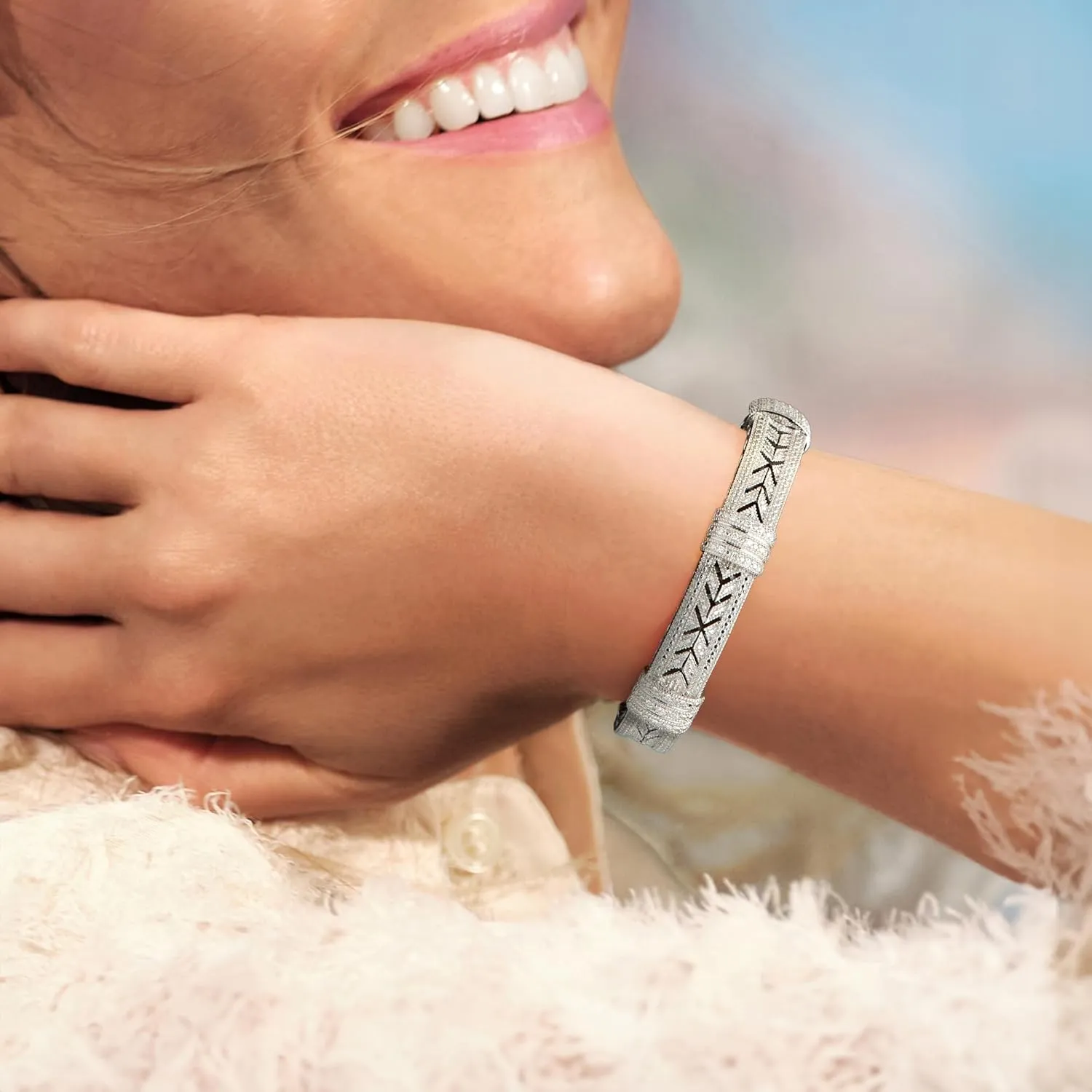 Ross-Simons 0.25 ct. t.w. Diamond Vintage-Style Cuff Bracelet in Sterling Silver