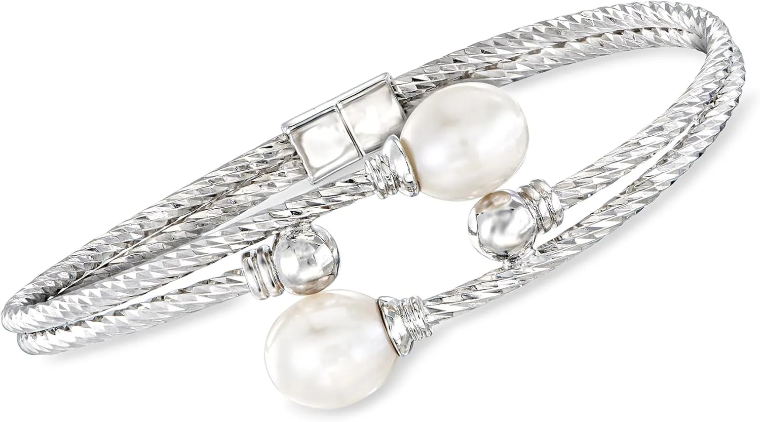 Ross-Simons 7-8mm Cultured Pearl Cuff Bracelet in Sterling Silver